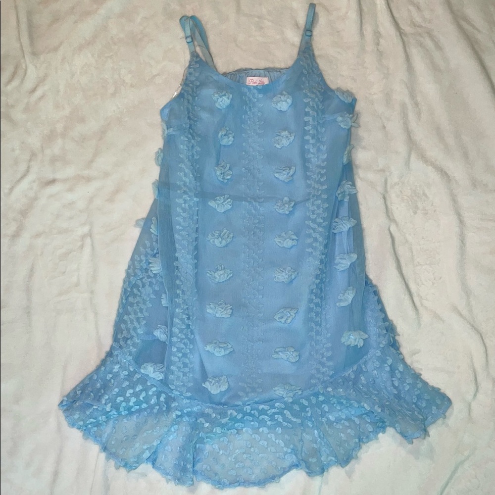 Pink Lily Light Blue Straight Dress Summer Trendy Aesthetic Preppy